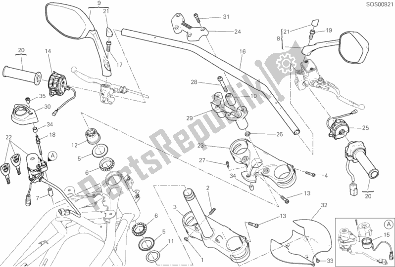 Todas las partes para Manillar de Ducati Multistrada 950 Touring 2018